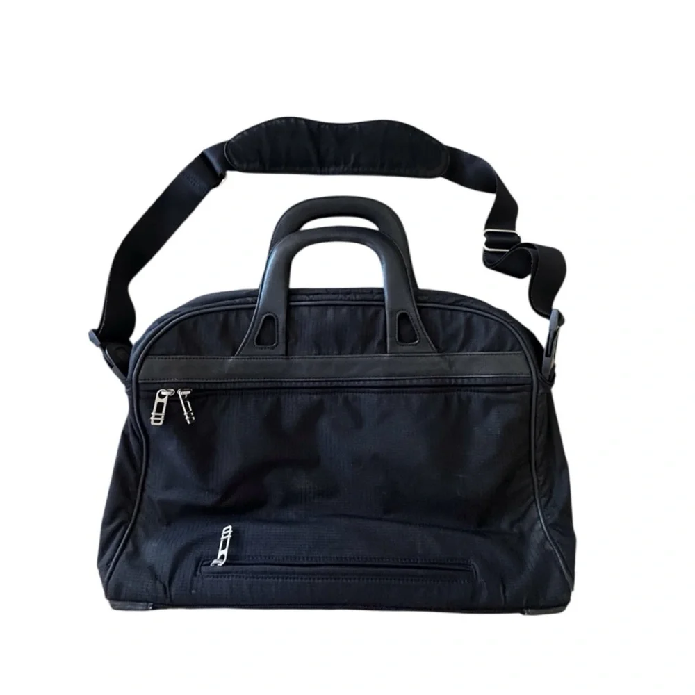 Tumi 2571D Black Nylon Leather Laptop Shoulder Top Handel Travel‎ Messenger Bag